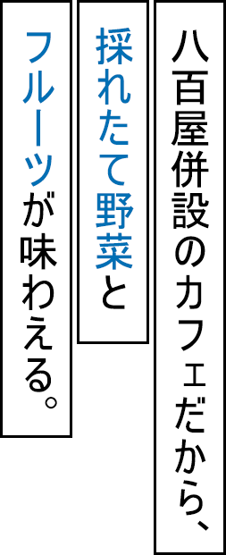 八百屋併設のカフェだから、採れたて野菜とフルーツが味わえる。